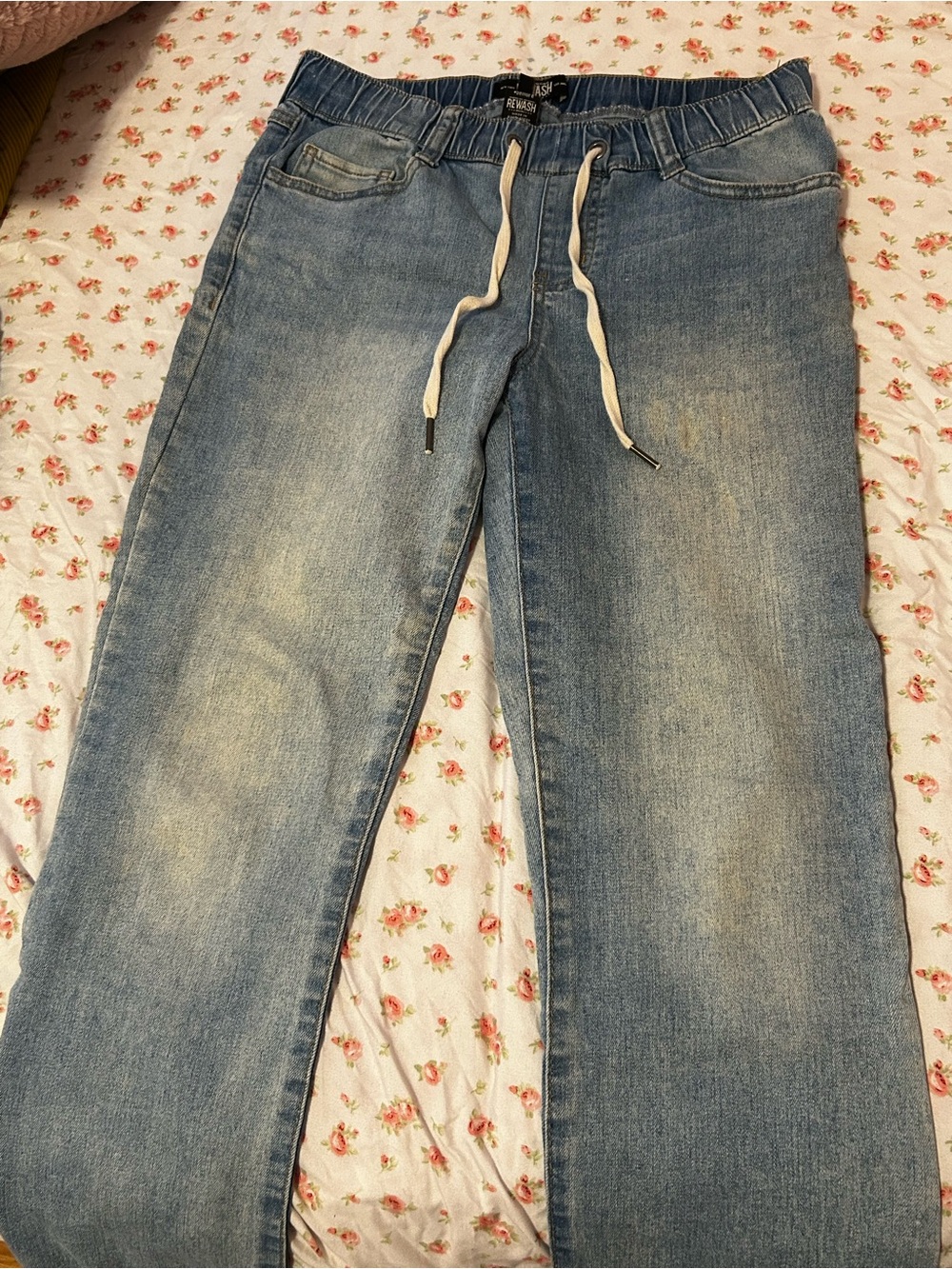 Light Wash Denim Drawstring Joggers